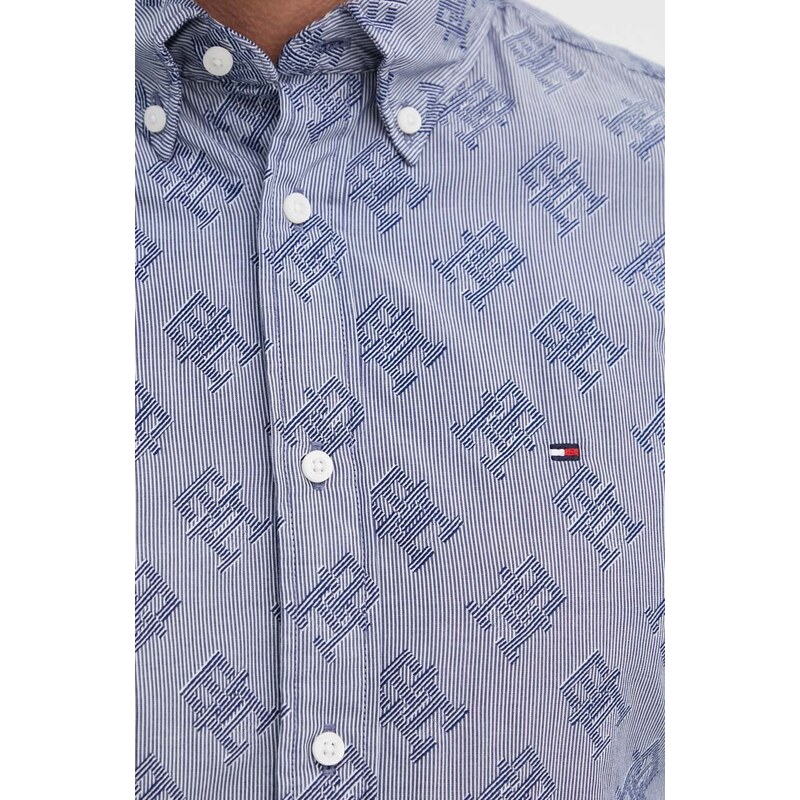 Памучна риза Tommy Hilfiger мъжка в тъмносиньо със стандартна кройка с класическа яка MW0MW34557