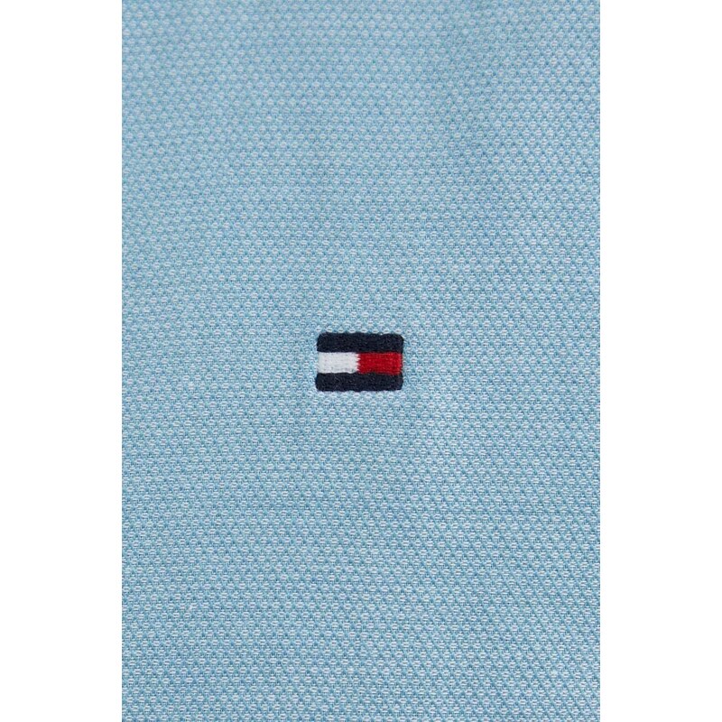 Памучна риза Tommy Hilfiger мъжка в синьо с кройка по тялото яка копче MW0MW33782