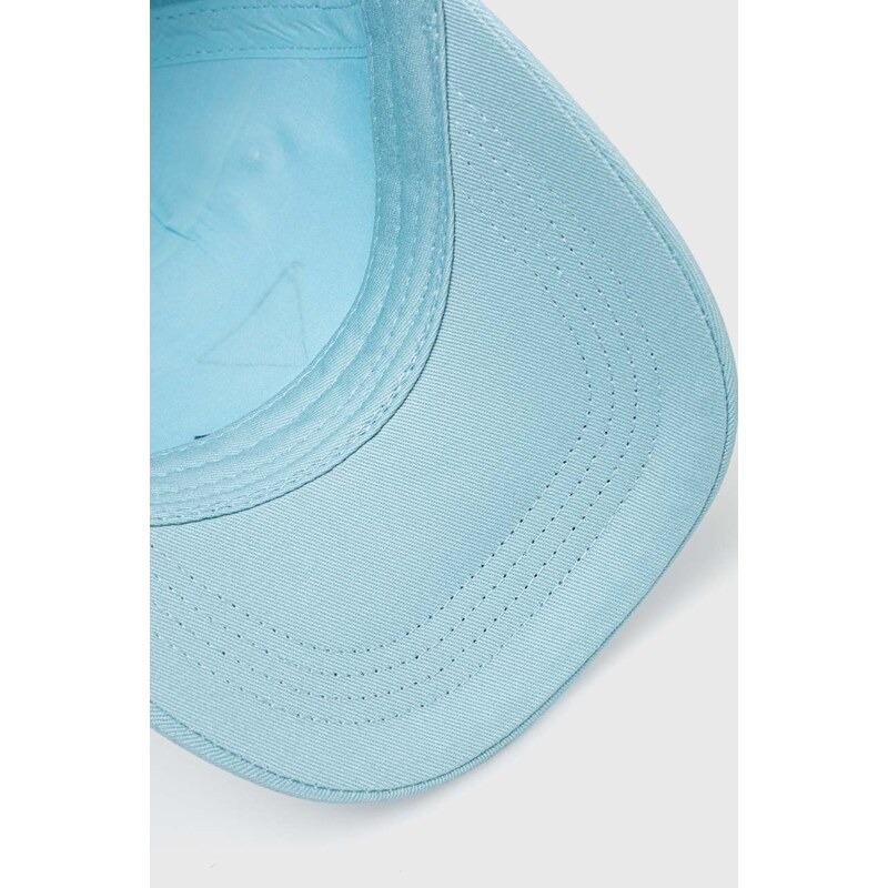 Детска памучна шапка с козирка Guess в синьо с апликация