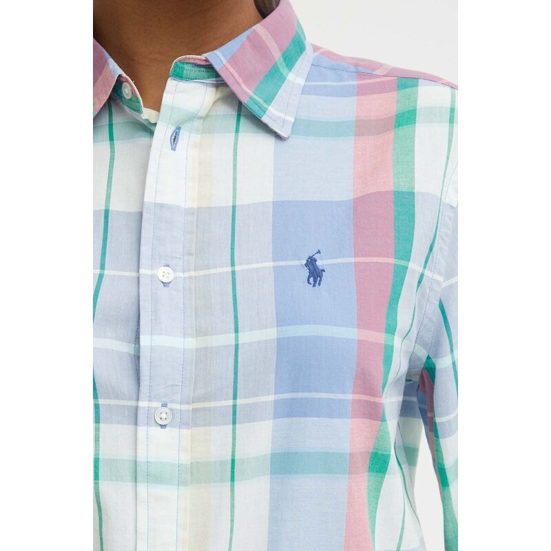 Памучна риза Polo Ralph Lauren дамска със свободна кройка с класическа яка 211935129