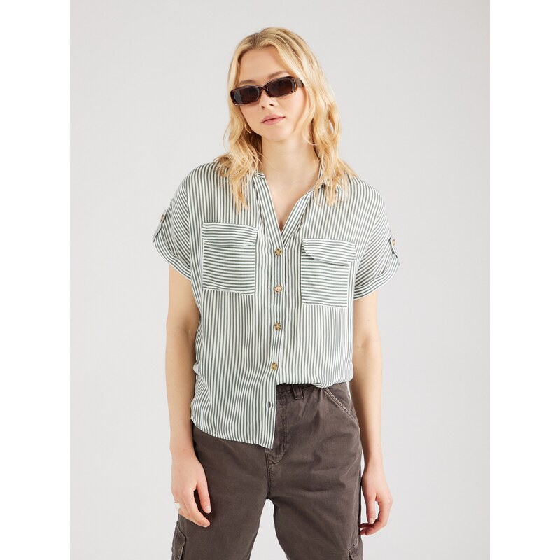 VERO MODA Блуза 'VMBumpy' тъмнозелено / бяло