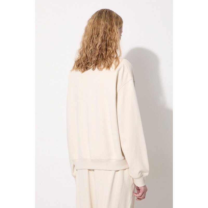 Памучен суичър New Balance WT41500LIN в бежово с изчистен дизайн