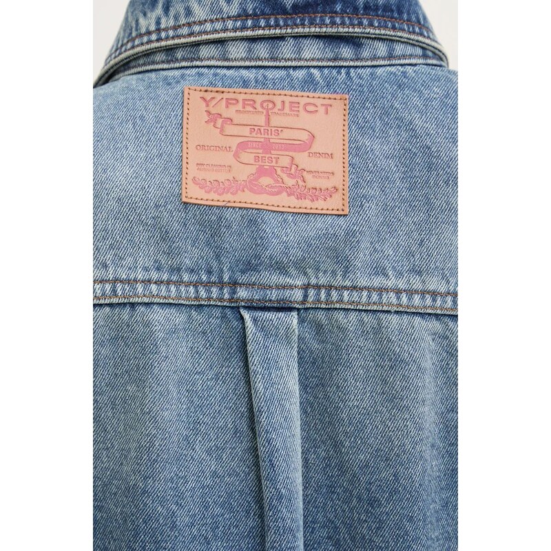 Дънкова риза Y/Project EVERGREEN PARIS' BEST PATCH DENIM SHIRT в синьо със свободна кройка с класическа яка 207SI002