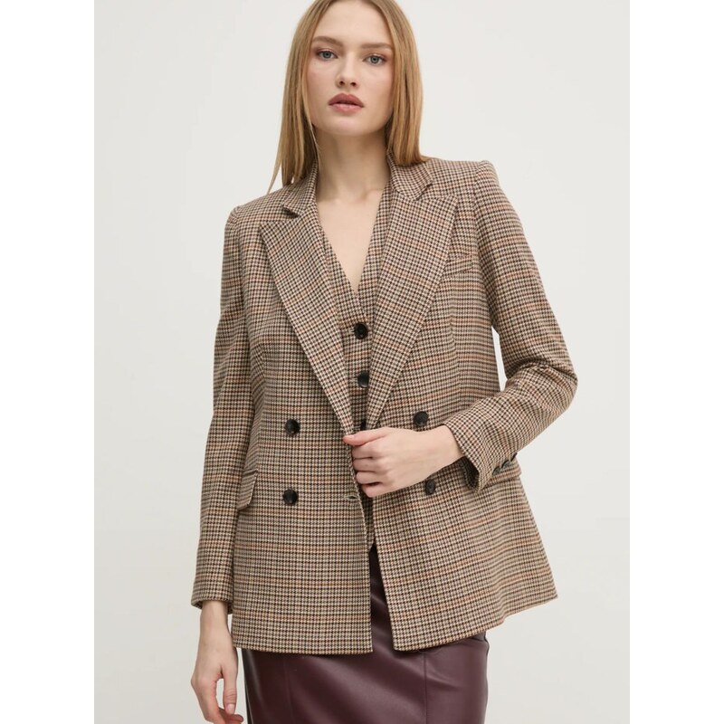 Сако Pedro del Hierro в бежово с двуредно закопчаване с десен 6758304