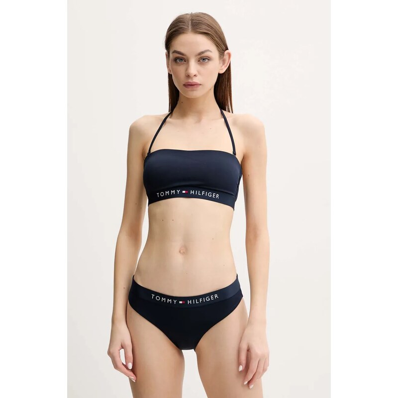 Горнище на бански Tommy Hilfiger в тъмносиньо с леко подплатени чашки UW0UW04136