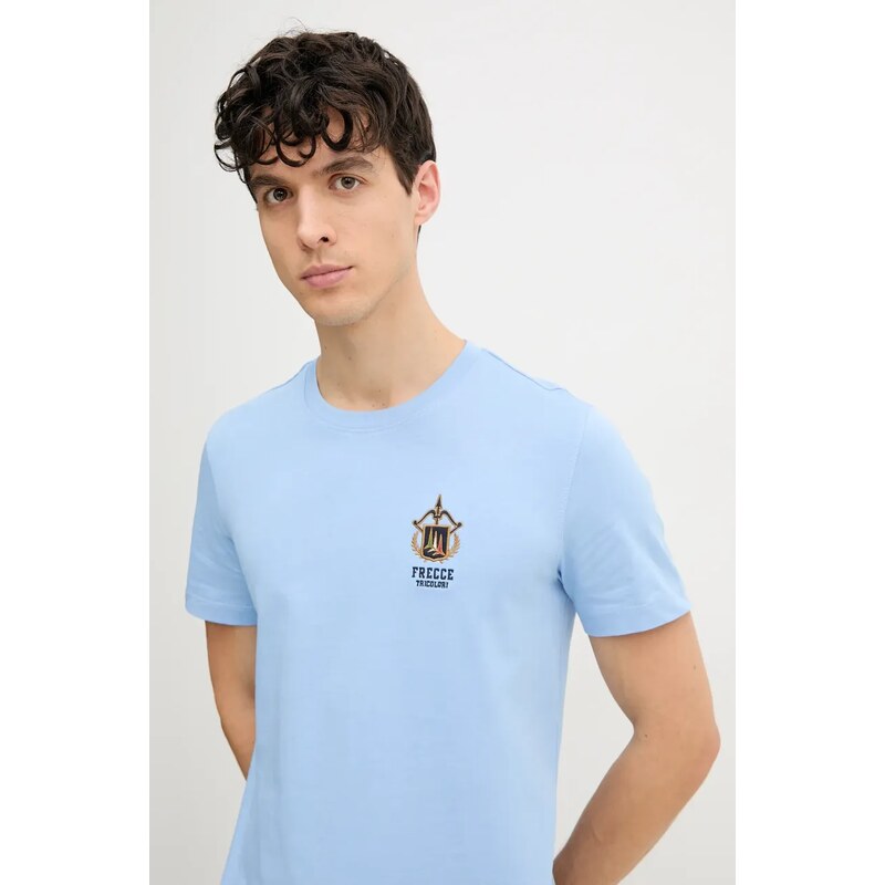 Памучна тениска Aeronautica Militare в синьо с принт TS2391J592