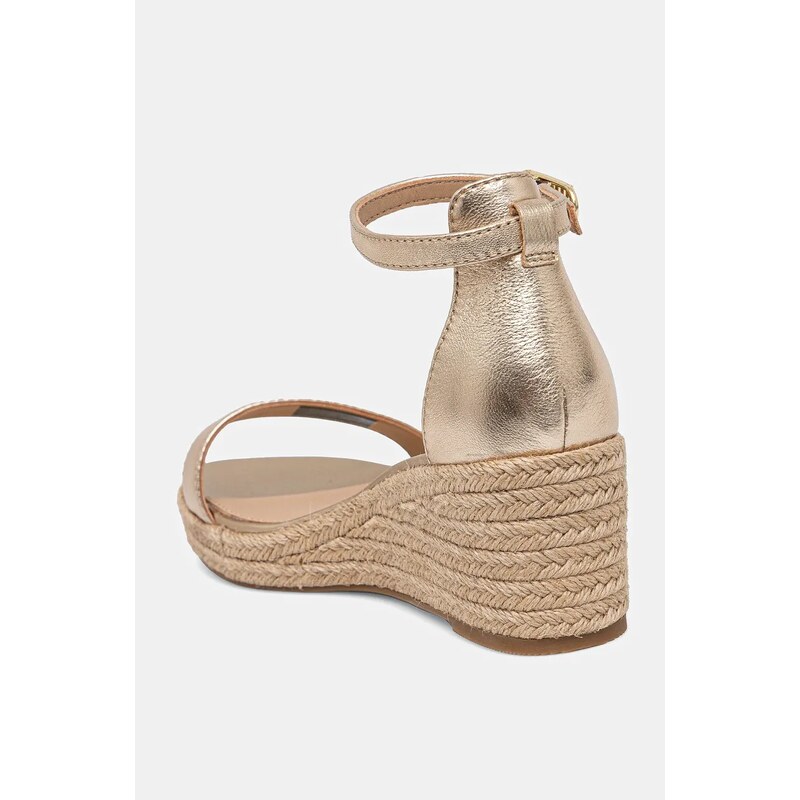 Кожени сандали Tommy Hilfiger TH METALLIC MID WEDGE ESPADRILLE в златисто FW0FW08663