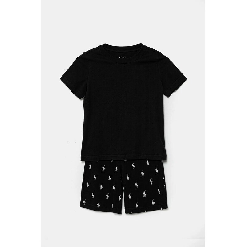 Детска памучна пижама Polo Ralph Lauren в черно с десен 8P0250