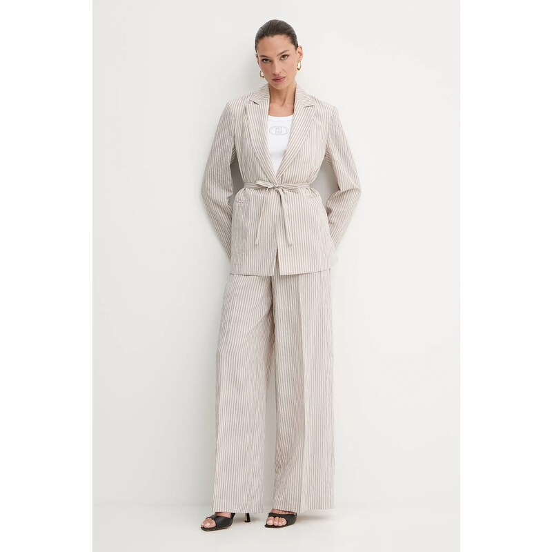 Панталон Liu Jo в бежово с широка каройка, с висока талия WA5399.T4305