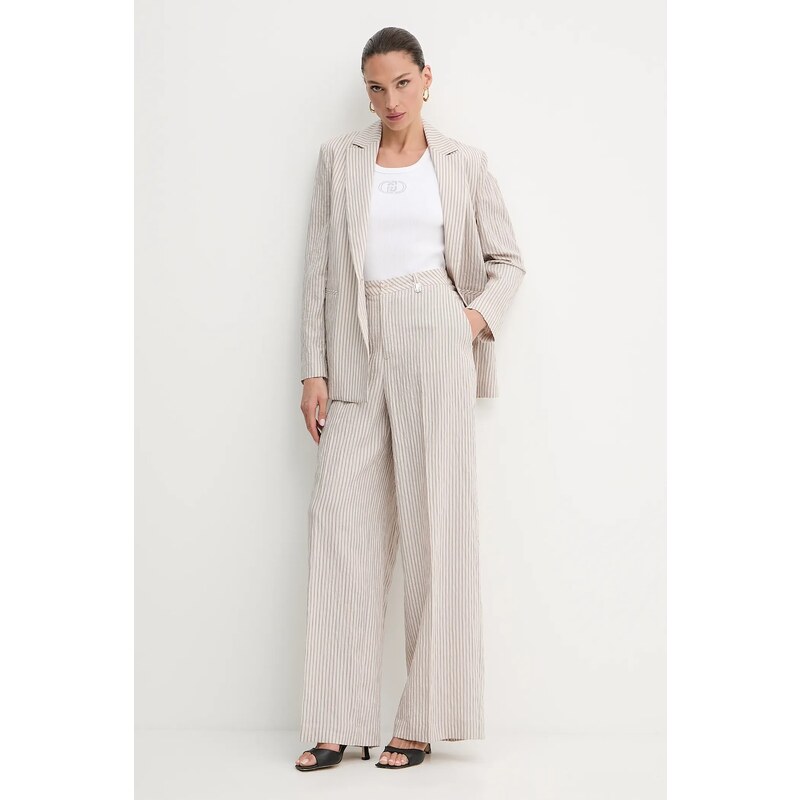 Панталон Liu Jo в бежово с широка каройка, с висока талия WA5399.T4305