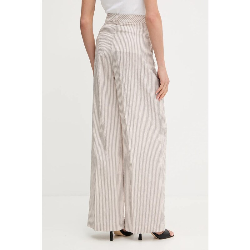 Панталон Liu Jo в бежово с широка каройка, с висока талия WA5399.T4305