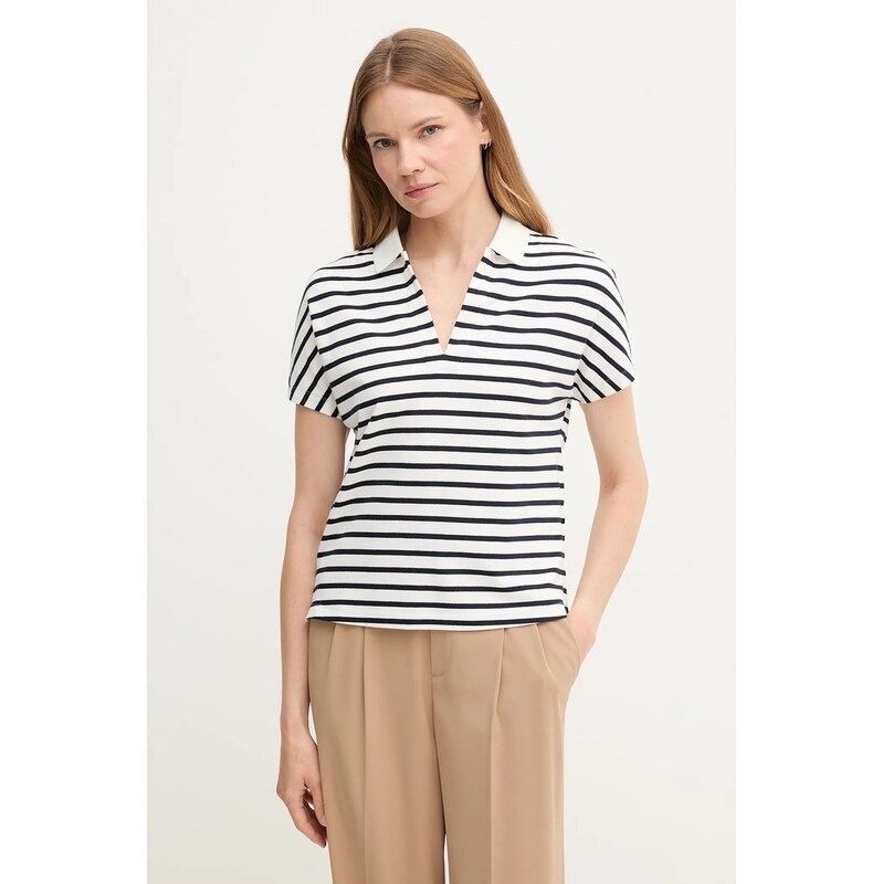 Тениска с яка Tommy Hilfiger дамска в бяло WW0WW46512