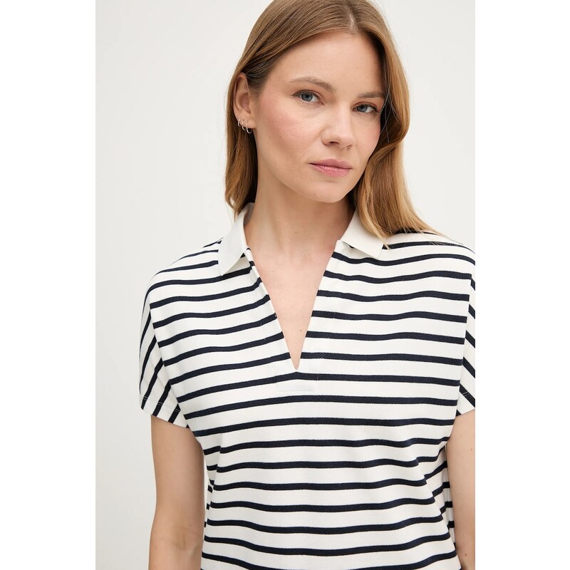 Тениска с яка Tommy Hilfiger дамска в бяло WW0WW46512