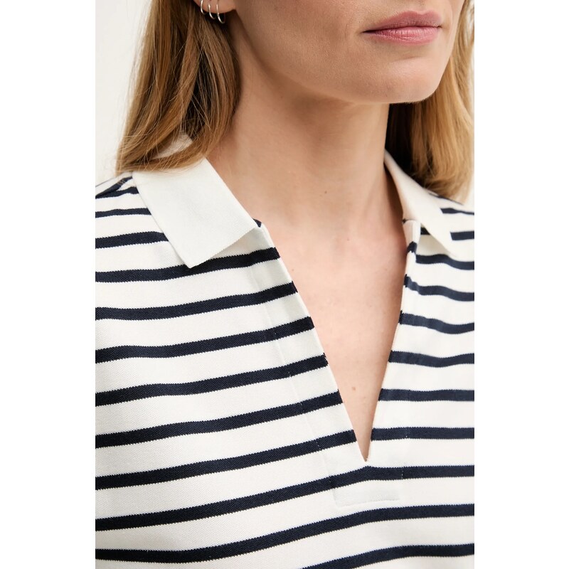 Тениска с яка Tommy Hilfiger дамска в бяло WW0WW46512