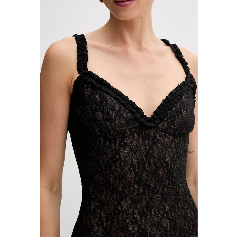 Рокля Bardot в черно дълга разкроена 59964DB