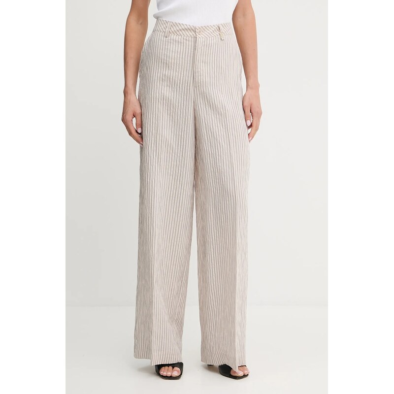 Панталон Liu Jo в бежово с широка каройка, с висока талия WA5399.T4305