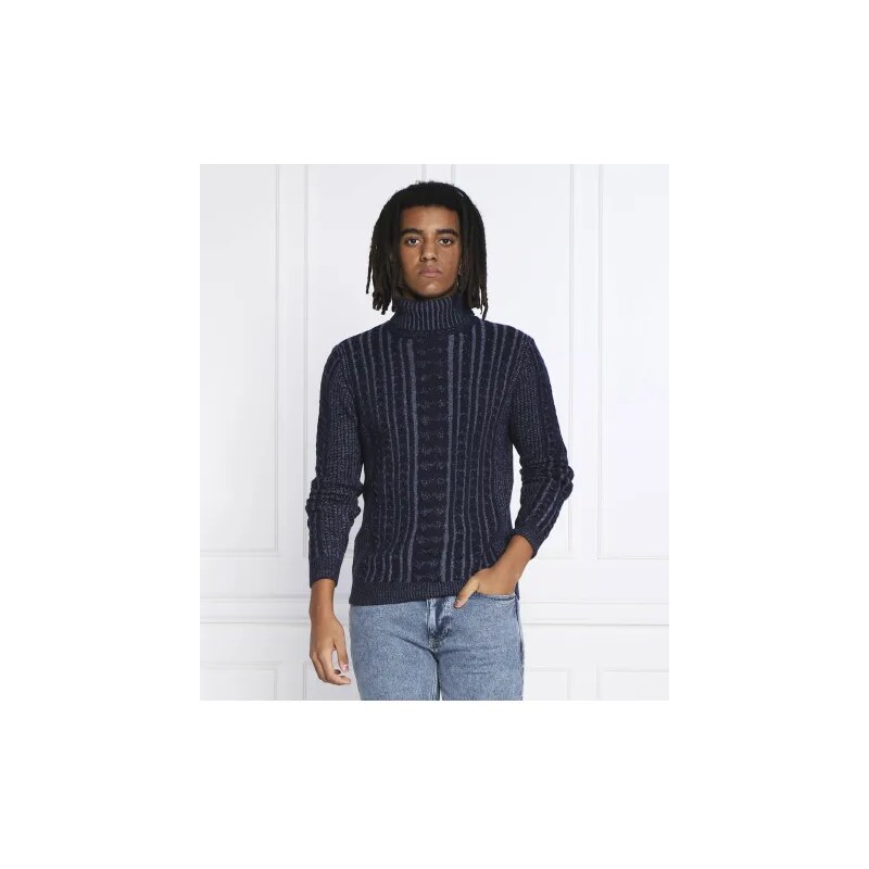 GUESS Блуза с поло яка BICOLOR CABLE | Regular Fit | с добавка вълна