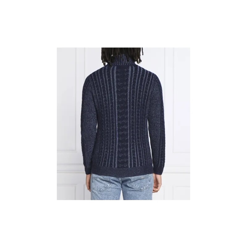 GUESS Блуза с поло яка BICOLOR CABLE | Regular Fit | с добавка вълна