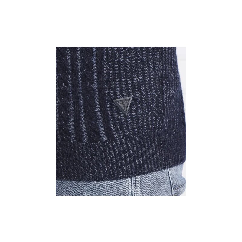 GUESS Блуза с поло яка BICOLOR CABLE | Regular Fit | с добавка вълна