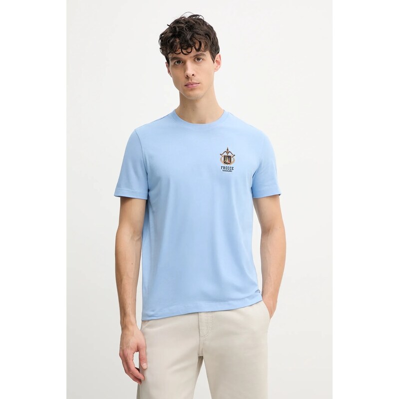 Памучна тениска Aeronautica Militare в синьо с принт TS2391J592
