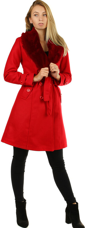 Glara Fleece coat with fur collar