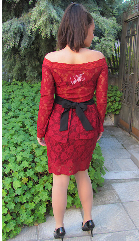 JULIA Дантелена рокля цвят бордо