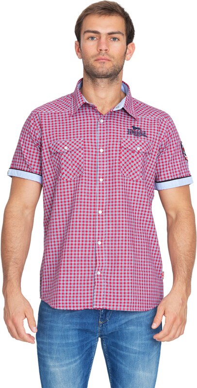 LONSDALE Риза 'Berny' нейви синьо / небесносиньо / червено