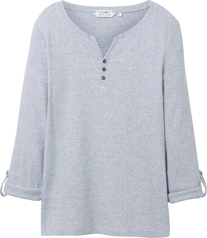 TOM TAILOR Тениска тъмносиньо / мръсно бяло