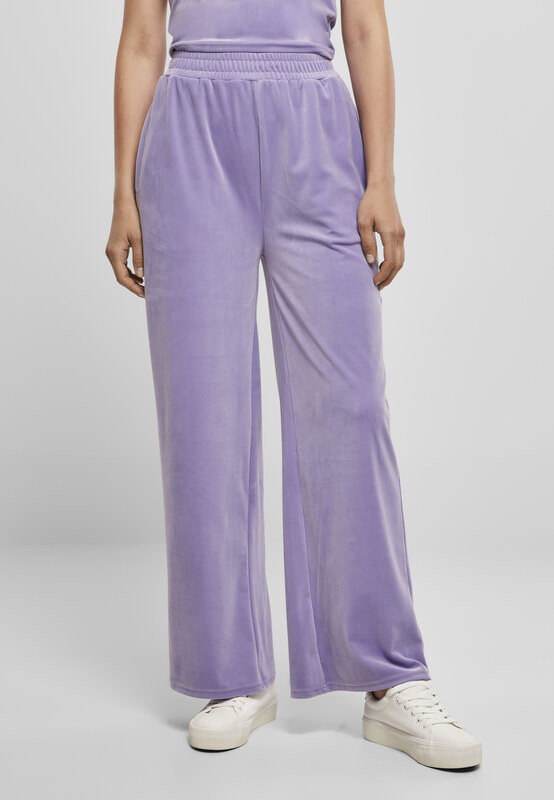 Urban Classics Women's Straight Velvet Sweatpants High Waisted Lavender