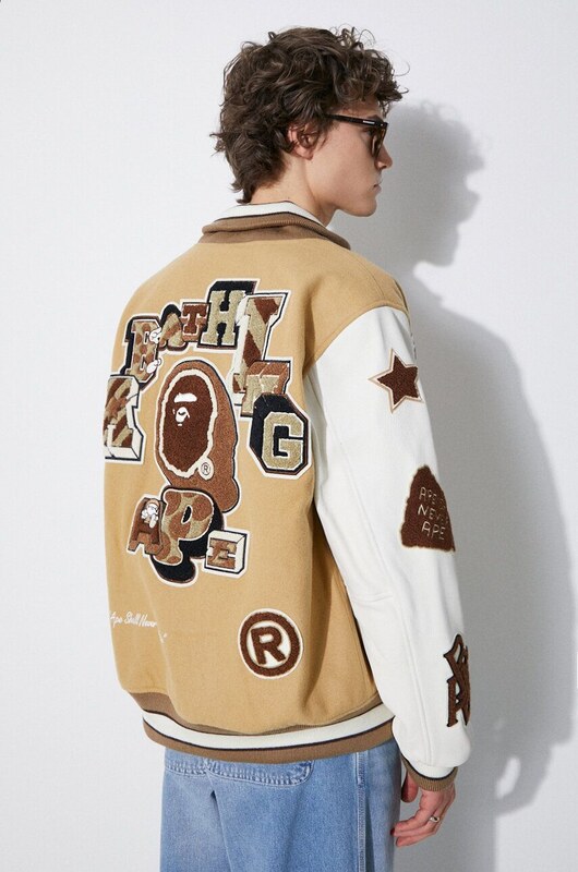 Вълнено яке бомбър A Bathing Ape Bape Multi Motif Varsity