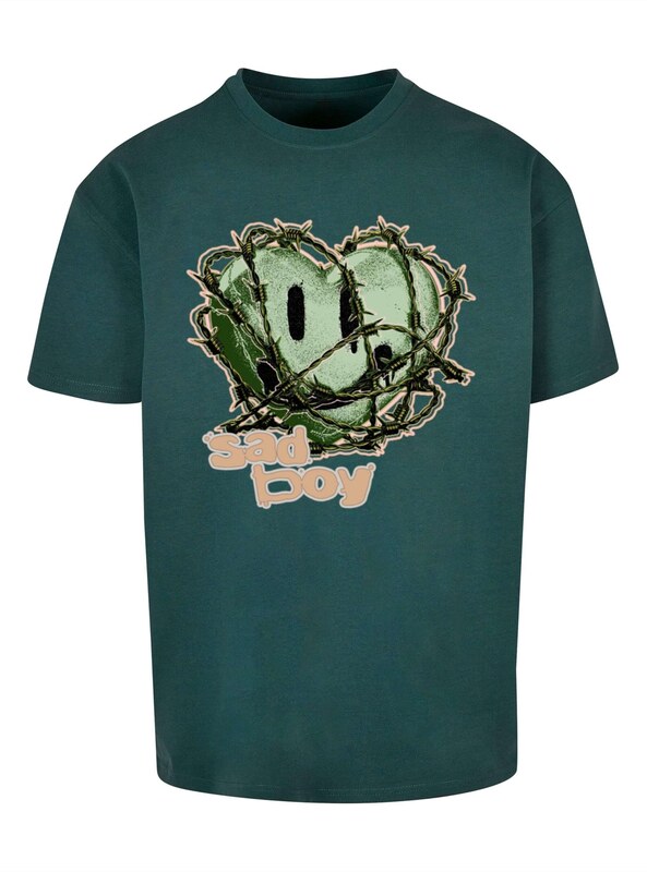 MT Upscale Тениска 'Sad Boy' тъмнозелено / пъстро