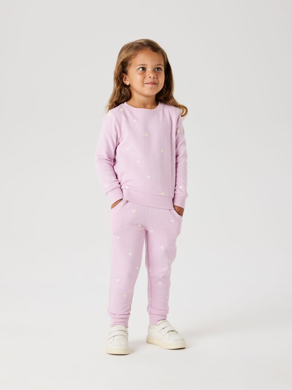 NAME IT Суичър 'NMFValba' бледорозово / мръсно бяло