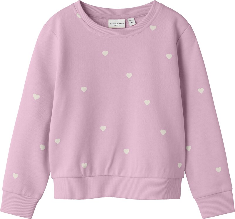 NAME IT Суичър 'NMFValba' бледорозово / мръсно бяло