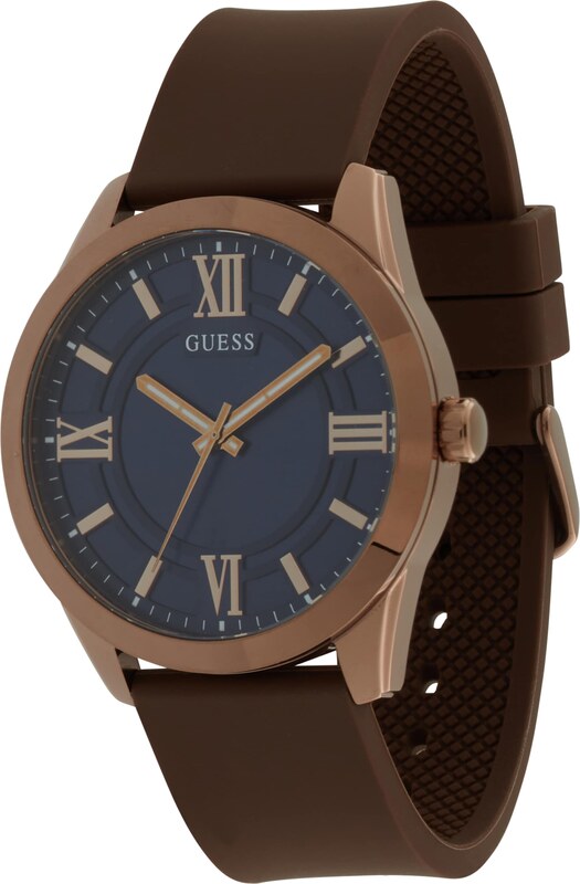GUESS Аналогов часовник 'ELLIOT' тъмносиньо / тъмнокафяво / злато