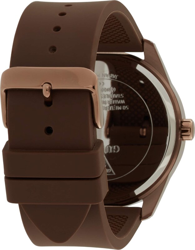 GUESS Аналогов часовник 'ELLIOT' тъмносиньо / тъмнокафяво / злато