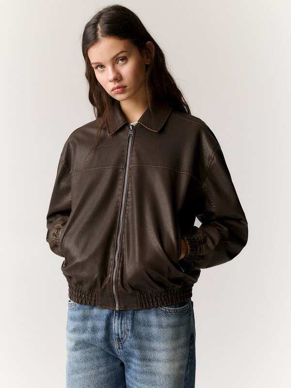 Pull&Bear Преходно яке тъмнокафяво