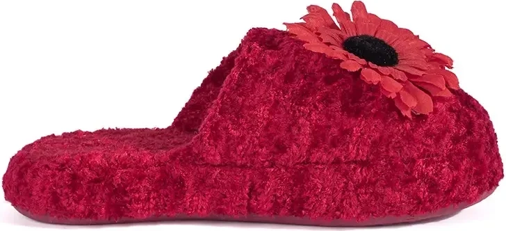 Shelvt Red children's slippers with a decorative flower