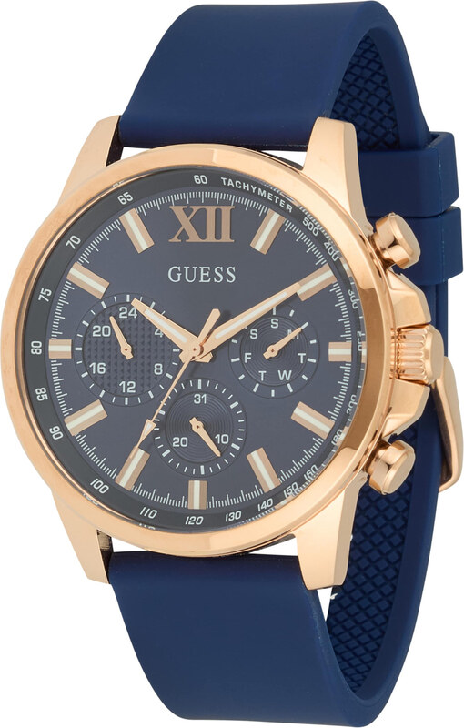 GUESS Аналогов часовник 'Walker' тъмносиньо / розово злато