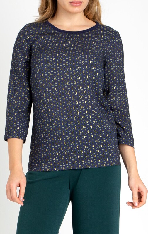 Daphne Елегантна блуза в свободен силует в графичен десен