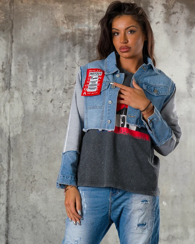 ExclusiveJeans Яке Do It For The Plot, Деним/Сив Цвят