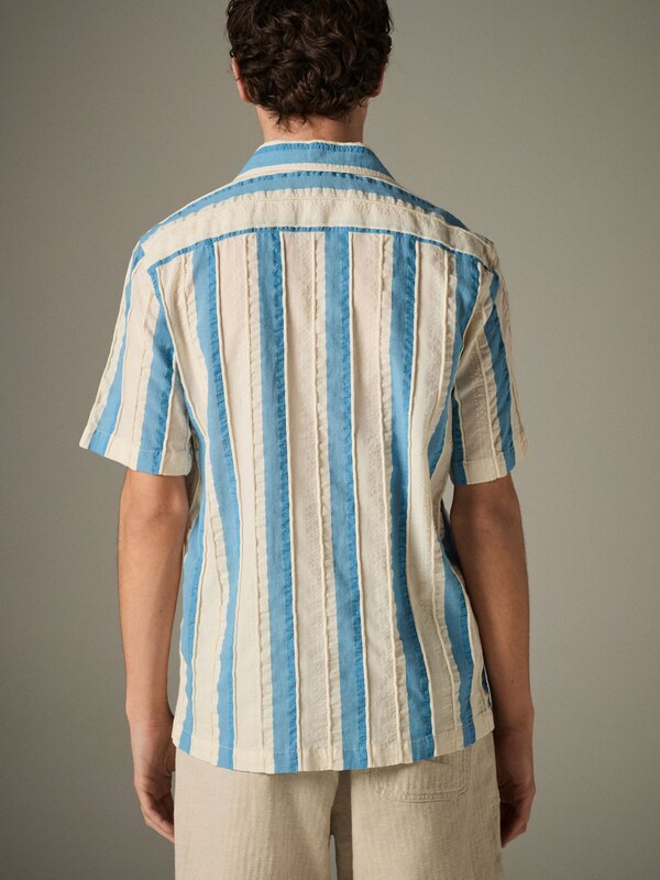 Next Риза кремаво / лазурно синьо