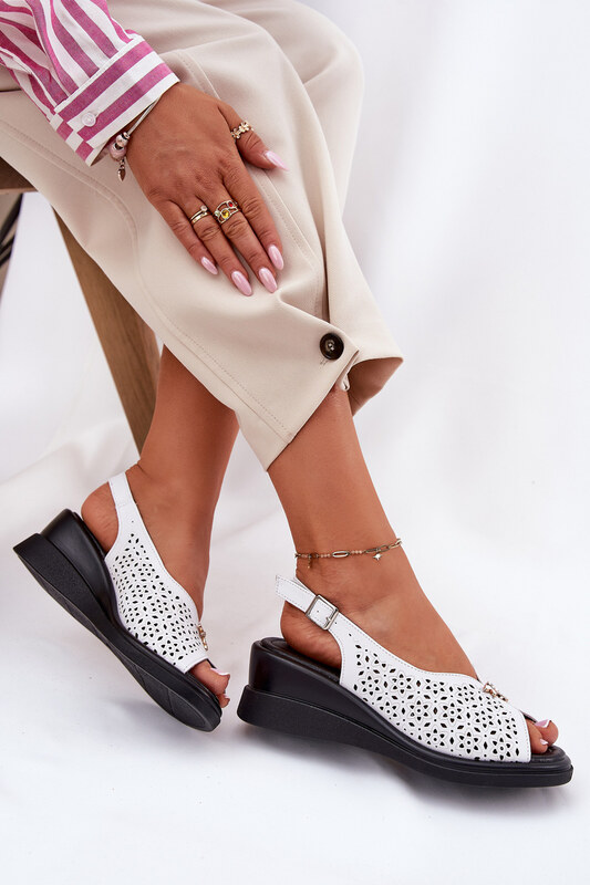 Кожени Перфорирани Сандали За Жени На Платформа Vinceza