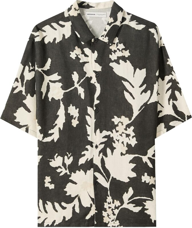 Bershka Риза черно / бяло