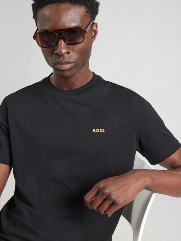 BOSS Тениска горчица / златистожълто / черно