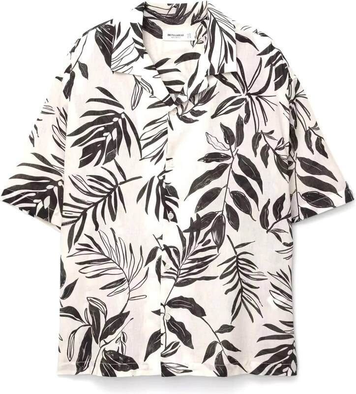 Pull&Bear Риза черно / бяло