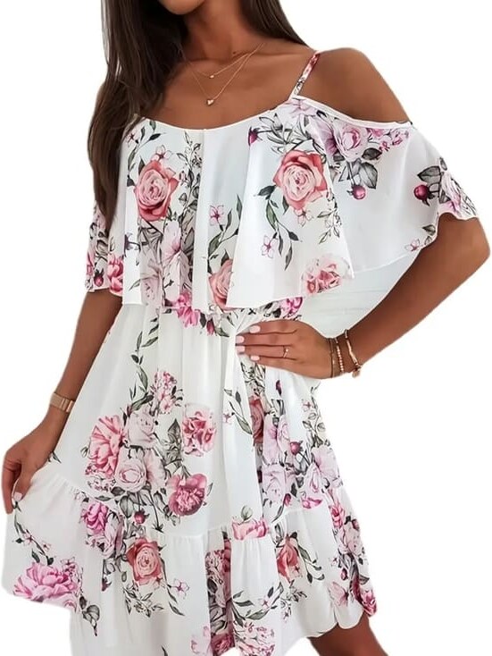 JULIA Бяла рокля на цветя Джулия