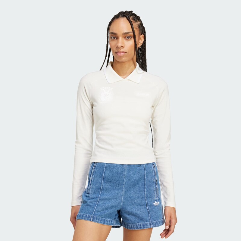 ADIDAS ORIGINALS Тениска 'Long-Sleeve Crest' бяло / мръсно бяло
