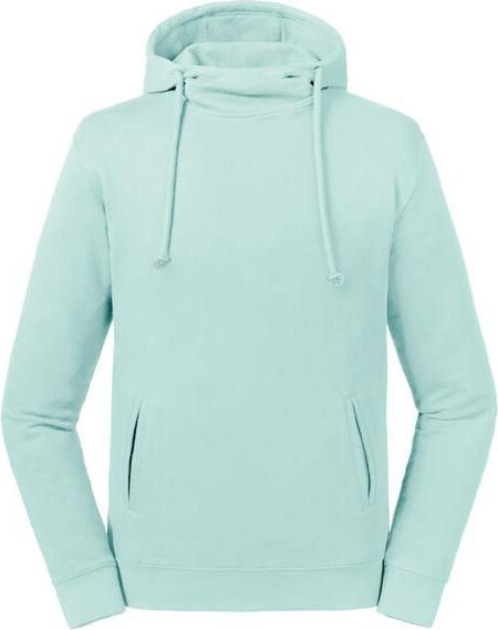 Niebieska bluza unisex Pure Organic High Collar Hooded Sweat Russell