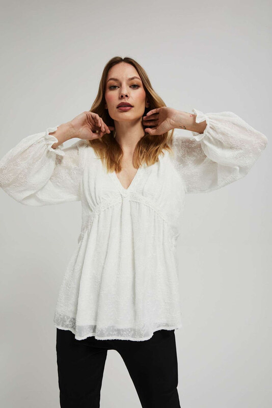 Marisse White Shirt With Puffed Sleeves