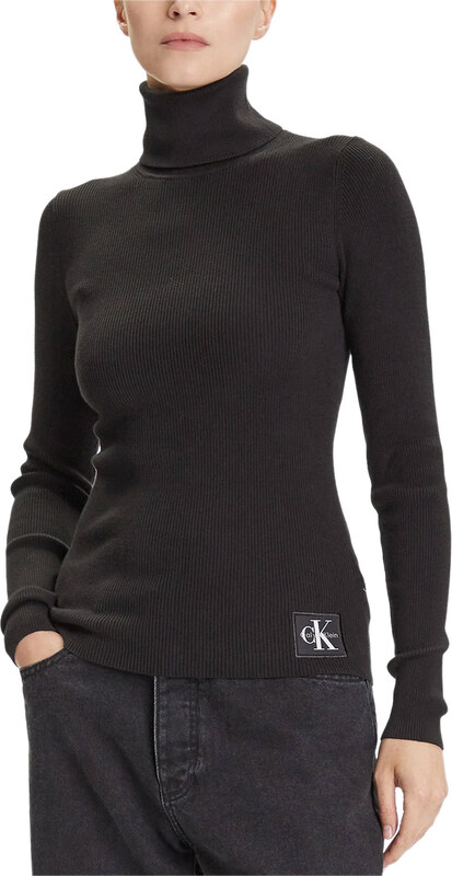 CALVIN KLEIN Плетено Woven Label Roll Neck LV047D350G UB1 black